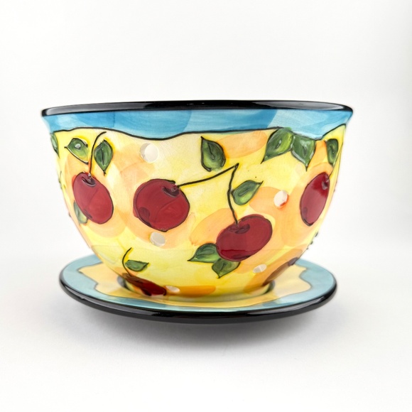Denise Ford by Ganz Cherry Collander with Saucer - Picture 1 of 5